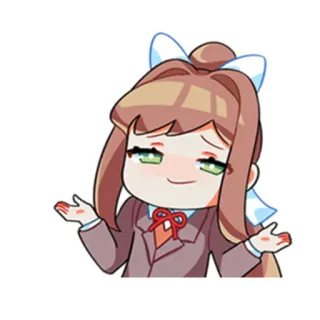😋 Monika Doki Doki Literature Club! anime, chibi, monika, doki doki literature club, shrug telegram sticker