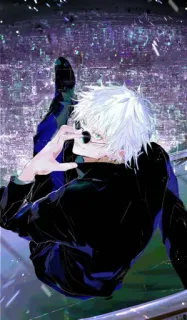 🙂 Satoru Gojo Jujutsu Kaisen anime, manga, gojo, satoru, jujutsu, kaizen, sunglasses, white hair whatsapp sticker