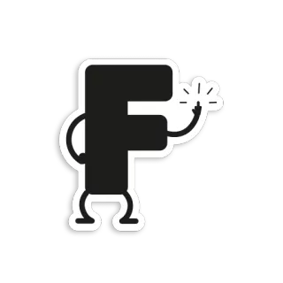 🖕 letter F, character, cartoon, illustration, sticker telegram sticker