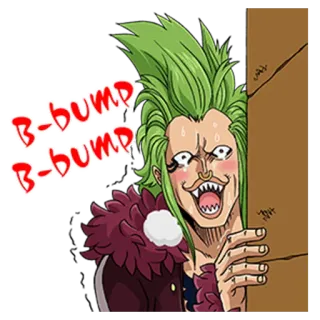 😳 B-bump B-bump 애니메이션, 만화, 웃긴, 초록 머리, 땀, 공포, 애니 telegram sticker