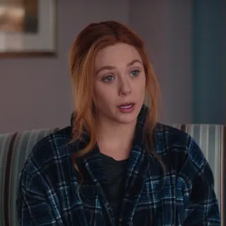 🤨 Wanda Maximoff WandaVision Элизабет Олсен, супергерой, Алая Ведьма, Marvel, Мститель, женщина whatsapp sticker