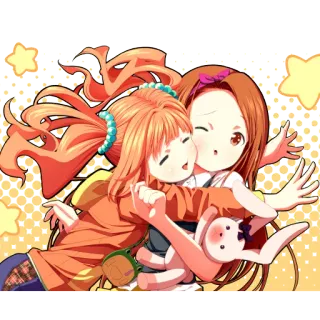 💋 Anime, Chicas, Lindo, Abrazo, Amistad whatsapp sticker
