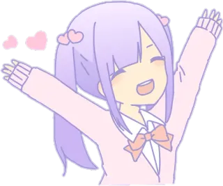 👐 gadis anime, kawaii, imut, pastel, hati, bahagia, kartun whatsapp sticker