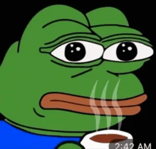 ☕ Pepe the Frog meme, pepe, frog, internet, drinking telegram sticker