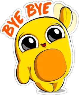 👋 BYE BYE giallo, carino, animale, cartone animato, addio, che saluta telegram sticker