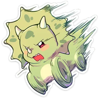 ⭐ Tricératops, Dinosaure, Dessin animé, Mignon, Animal, Autocollant telegram sticker