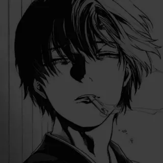 🌟 Anime, Rauchen, Zigarette, Manga, Monochrom telegram sticker