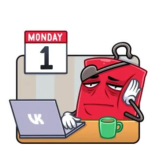 😣 MONDAY segunda, calendário, trabalho, exausto, computador, preguiçoso, semana whatsapp sticker
