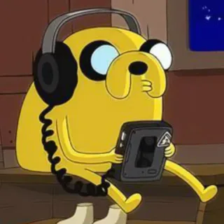 💜 Jake Adventure Time 만화, 개, 헤드폰, 음악, 어드벤처 타임 telegram sticker