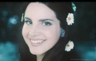 😁 Lana Del Rey lana del rey, cantora, flores, retrato telegram sticker