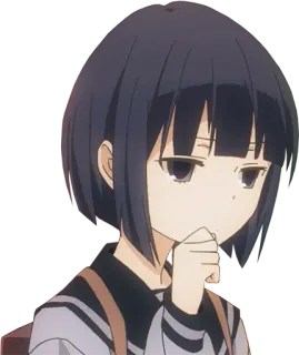 🤔 anime, girl, short hair, cute, character, cartoon telegram sticker