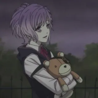 🧸 Kanato Sakamaki Diabolik Lovers anime, boy, teddy bear, vampire, purple hair telegram sticker