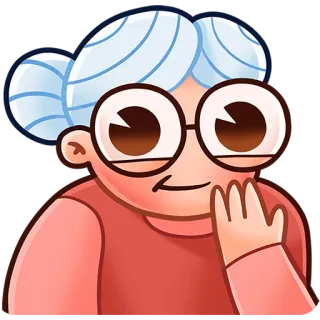 🤭 nonna, nonnina, anziana, donna, nonna, occhiali, cartone animato, carino whatsapp sticker