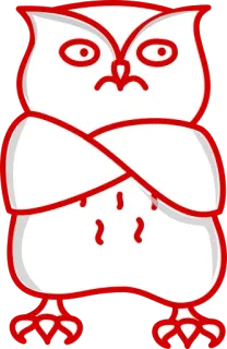 😠 coruja, desenho animado, pássaro, animal, ilustração, adesivo whatsapp sticker