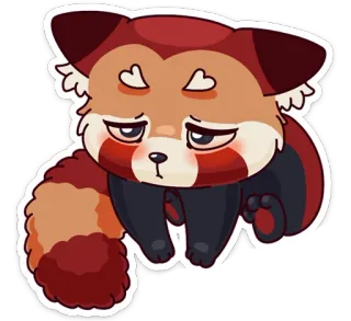 😞 rode panda, dier, schattig, cartoon, hartjesogen telegram sticker