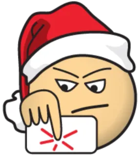 🀄 natale, cappello di babbo natale, arrabbiato, emoji, cartone animato, scontroso telegram sticker
