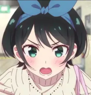 😟 Ruka Sarashina Rent-A-Girlfriend อนิเมะ, ผู้หญิง, การ์ตูน, น่ารัก, โกรธ whatsapp sticker
