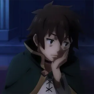 ⚔️ Kazuma Konosuba 动漫, 无聊, 困惑, 思考, 漫画 telegram sticker