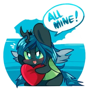 ❤️ Queen Chrysalis My Little Pony: Friendship Is Magic ALL MINE! pônei, rainha, chrysalis, desenho animado, amor, coração telegram sticker