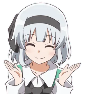 🤷‍♀️ anime, gadis, tersenyum, karakter, kartun telegram sticker