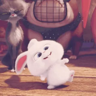 🎟 Snowball The Secret Life of Pets lapin, animal, dessin animé, mignon, boule de neige, conejo whatsapp sticker