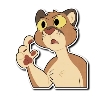😧 lew, kreskówka, naklejka, zwierzę, postać telegram sticker
