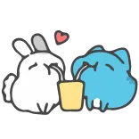 ❤️ мультфильм, кролик, слон, дружба, пьющий, милый, каваий whatsapp sticker