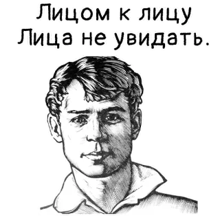 👆 Лицом к лицу. Лица не увидать. portrait, man, Russian, quote, face, text telegram sticker
