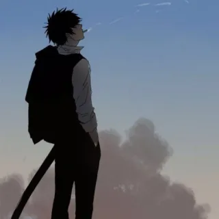 🚬 Anime, Nhân vật, Hút thuốc, Hình bóng whatsapp sticker