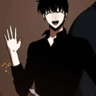 ☺️ Anime, Manhwa, Charakter, lächelnd, winkend, männlich, schwarze Haare whatsapp sticker
