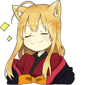 😌 garota anime, orelhas de gato, fofo, kawaii, mangá, chibi, adesivo whatsapp sticker