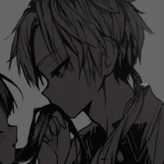 😌 anime, coppia, amore, monocromatico, amicizia telegram sticker
