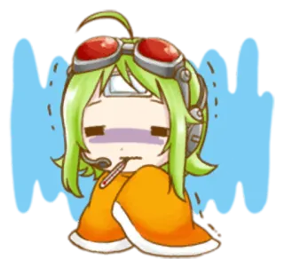 🤒 Anime, Dibujos animados, Enfermo, Termómetro, Chica anime, Enfermedad, Resfriado whatsapp sticker