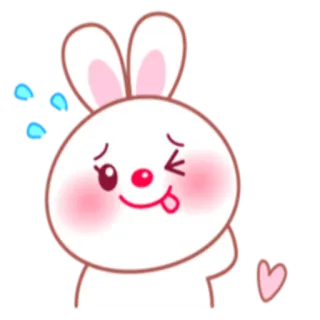😜 bunny, cute, kawaii, sticker, cartoon, animal, heart whatsapp sticker