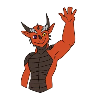 👋 dragon, fantaisie, orange, personnage, salut, illustration, dessin animé telegram sticker