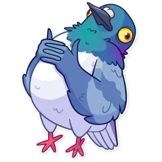 😐 นกพิราบ, นก, การ์ตูน, สติกเกอร์, สัตว์ telegram sticker