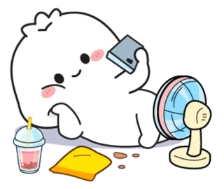 🌟 Dibujos animados, Bubble tea, Fan, Lindo, Relajación telegram sticker