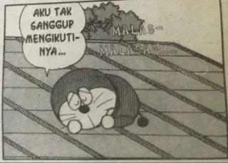 😩 Doraemon AKU TAK SANGGUP MENGIKUTINYA... MALAS-MALASAN... cartoon, anime, doraemon, sad, manga, japanese, cat whatsapp sticker