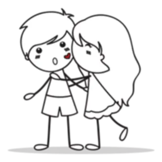 😘 gambar tongkat, pasangan, ciuman, romansa, cinta, kartun, minimalis whatsapp sticker