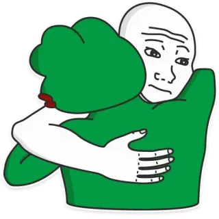 ❤ abrazo, Wojak, meme, emociones, dibujos animados, personaje telegram sticker