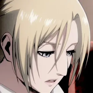 🦢 Annie Leonhart Attack on Titan Anime, Personagem, Garota, Cabelo loiro, Triste, Ataque dos Titãs telegram sticker