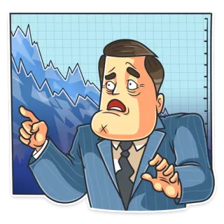 📉 Bolsa, Pérdida financiera, Economía, Mercado bajista, Empresario, Estrés, Dibujos animados telegram sticker