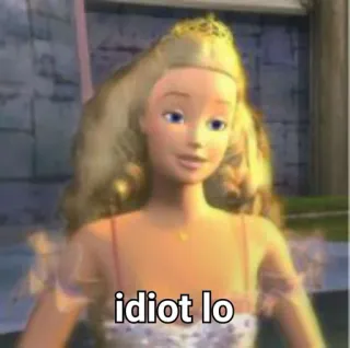 🤮 idiot lo Barbie, boneka, teks, idiot whatsapp sticker