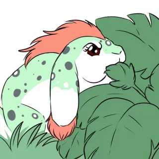 🍎 animal, cartoon, illustration, cute, green, spots telegram sticker