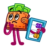 🤔 billetera, dinero, ábaco, dibujos animados, finanzas, contabilidad telegram sticker