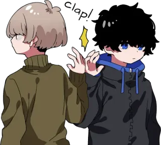 🤝 clap! anime, dibujos animados, aplauso, celebración, amigos whatsapp sticker