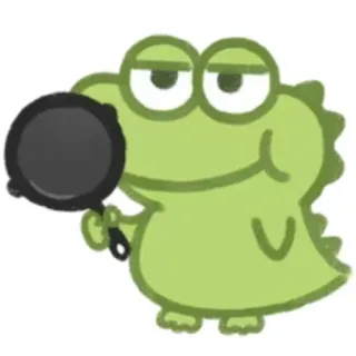 🥊 crocodile, cartoon, animal, pan, cooking, cute, green telegram sticker