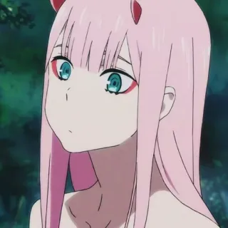 🌷 Zero Two Darling in the Franxx Anime, Cabelo rosa, Chifres, Zero Two, Darling in the Franxx, Fofo telegram sticker