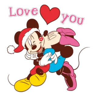 🎅 Mickey Mouse Love You Mickey Mouse, Minnie Mouse, Liebe, Herz, Cartoon, Disney telegram sticker