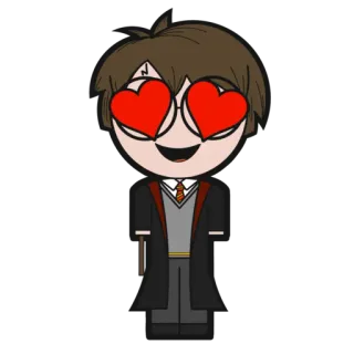 😍 Harry Potter Harry Potter, penyihir, sihir, mata hati, kartun, cinta whatsapp sticker